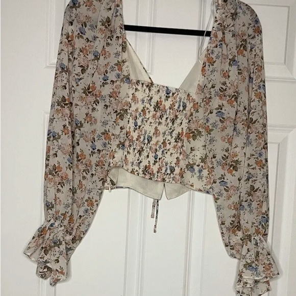 Dress Forum Floral Button Down Plunging Top - Picture 6 of 6